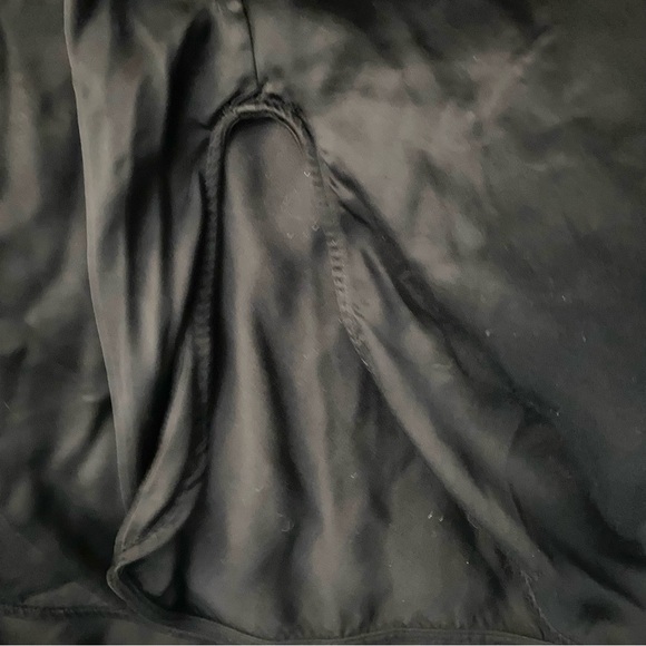 Zara Jet Black Satin Effects Button Up Shirt With Slits On Sides Women’s Sz M - Picture 5 of 7